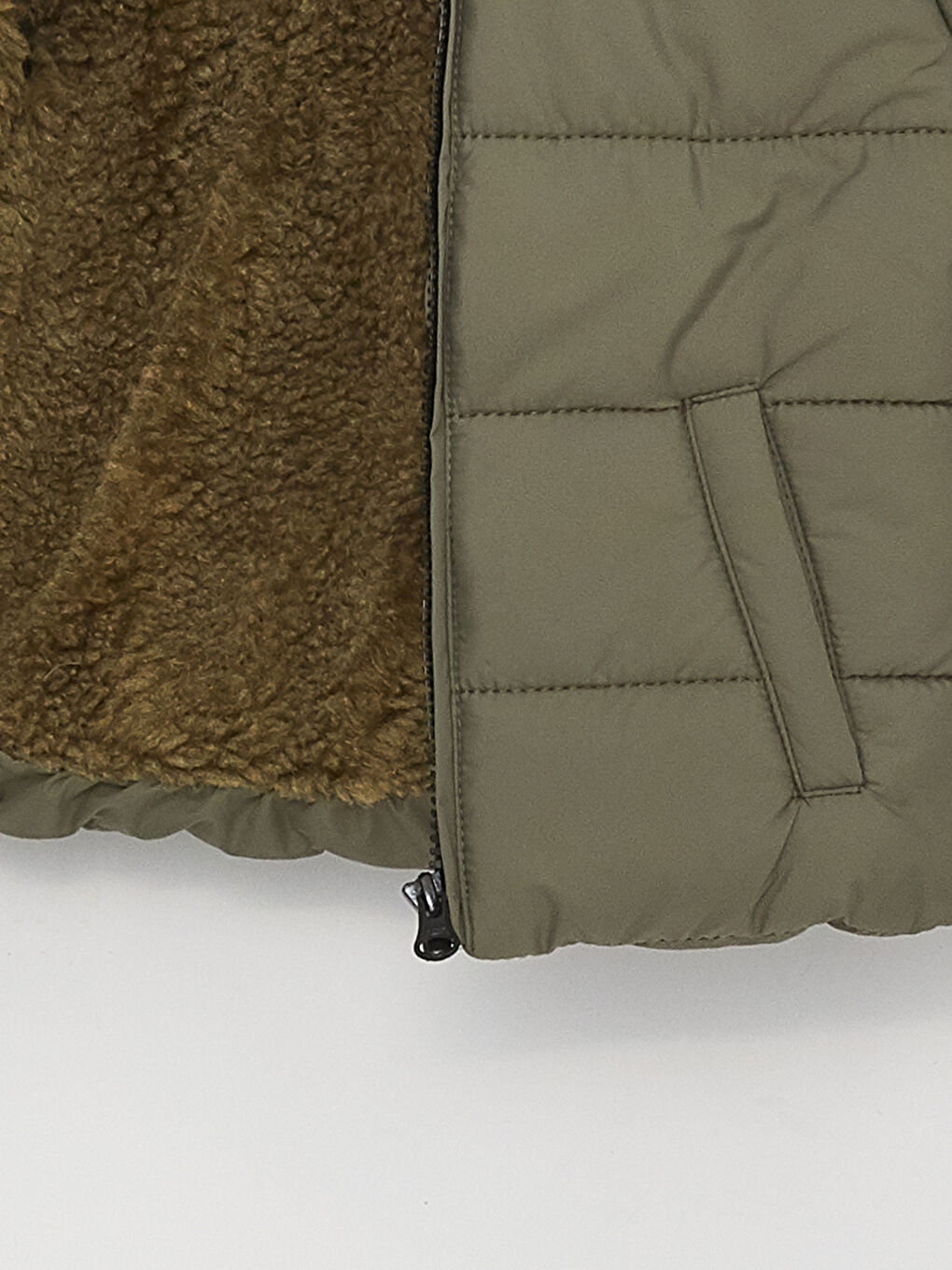 Haki Kapüşonlu Uzun Kollu Erkek Bebek Şişme Mont-2