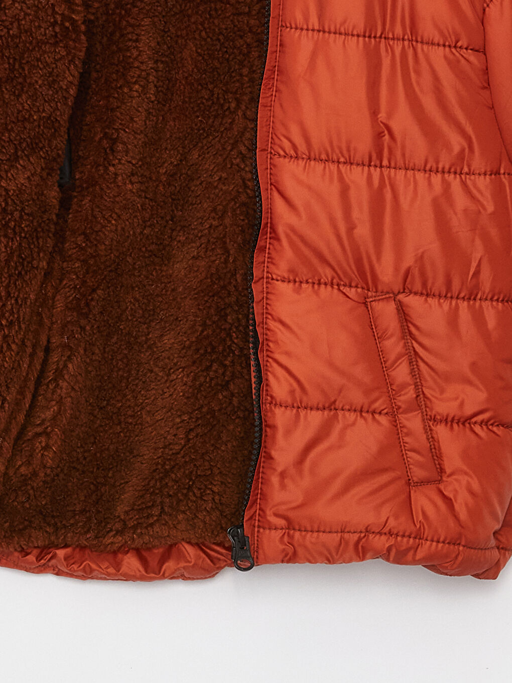 Turuncu Kapüşonlu Uzun Kollu Erkek Bebek Şişme Mont-1