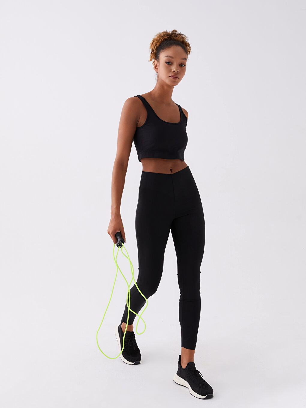 ليجن رياضي مستقيم إنترلوك بخصر مرن للسيدات-1