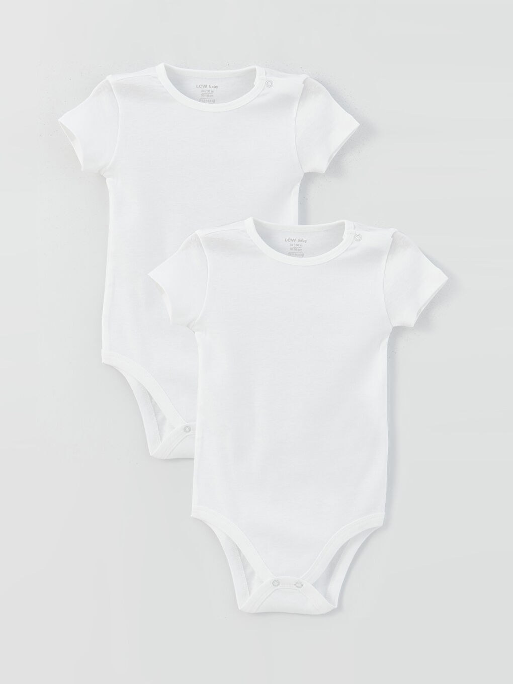 Beyaz Bisiklet Yaka Basic Kız Bebek Çıtçıtlı Bodysuit 2'li