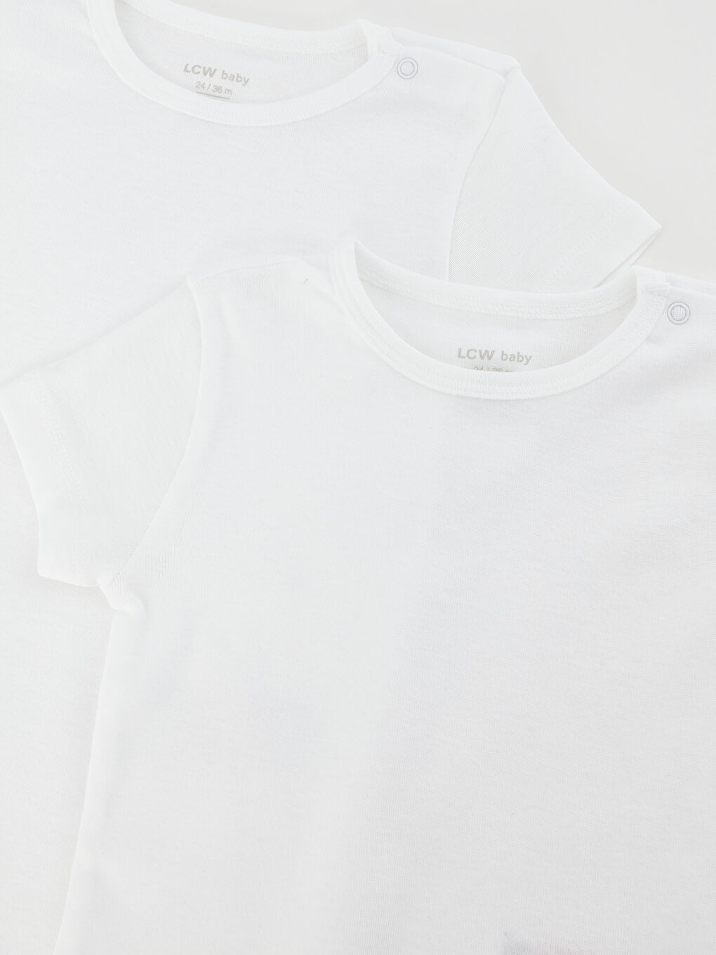 Beyaz Bisiklet Yaka Basic Kız Bebek Çıtçıtlı Bodysuit 2'li-3