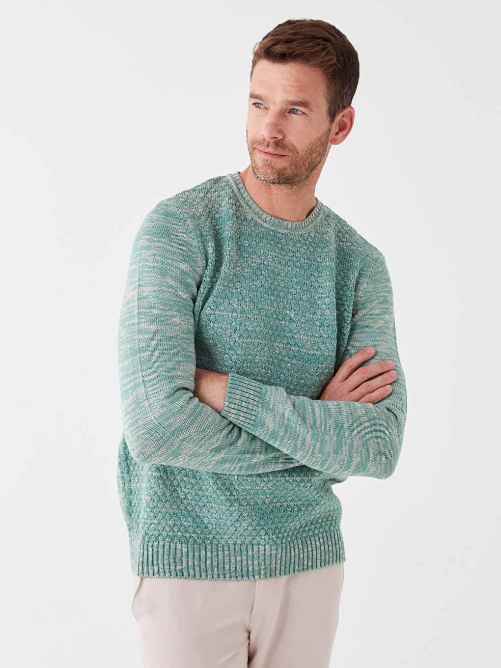 Pull-over Col rond Manches longues pour Hommes en Tricot-1