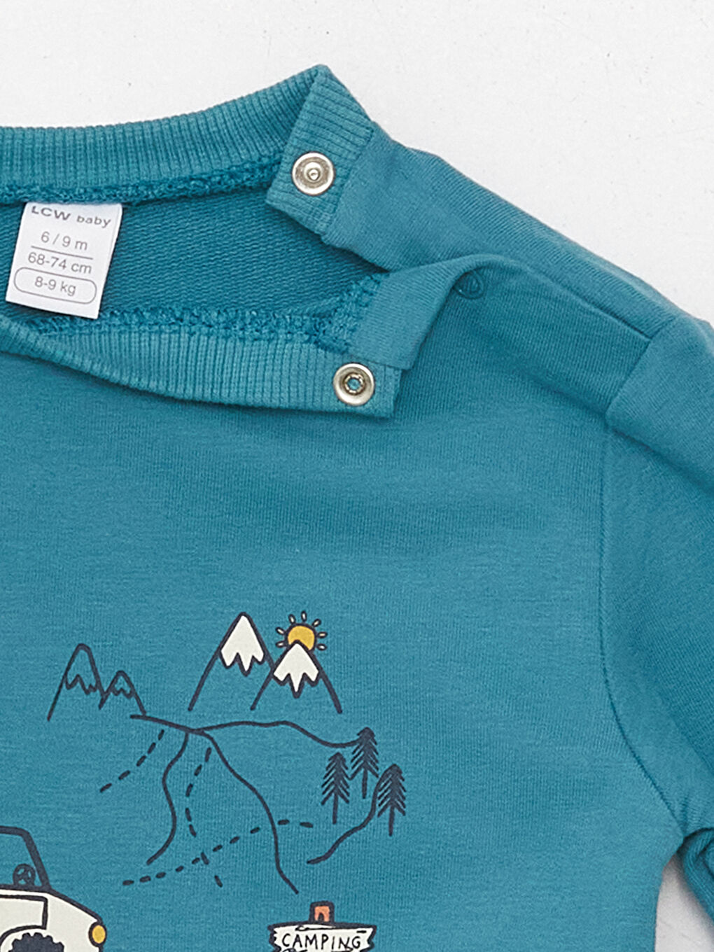 Petrol Bisiklet Yaka Uzun Kollu Baskılı Erkek Bebek Sweatshirt 2'li-3