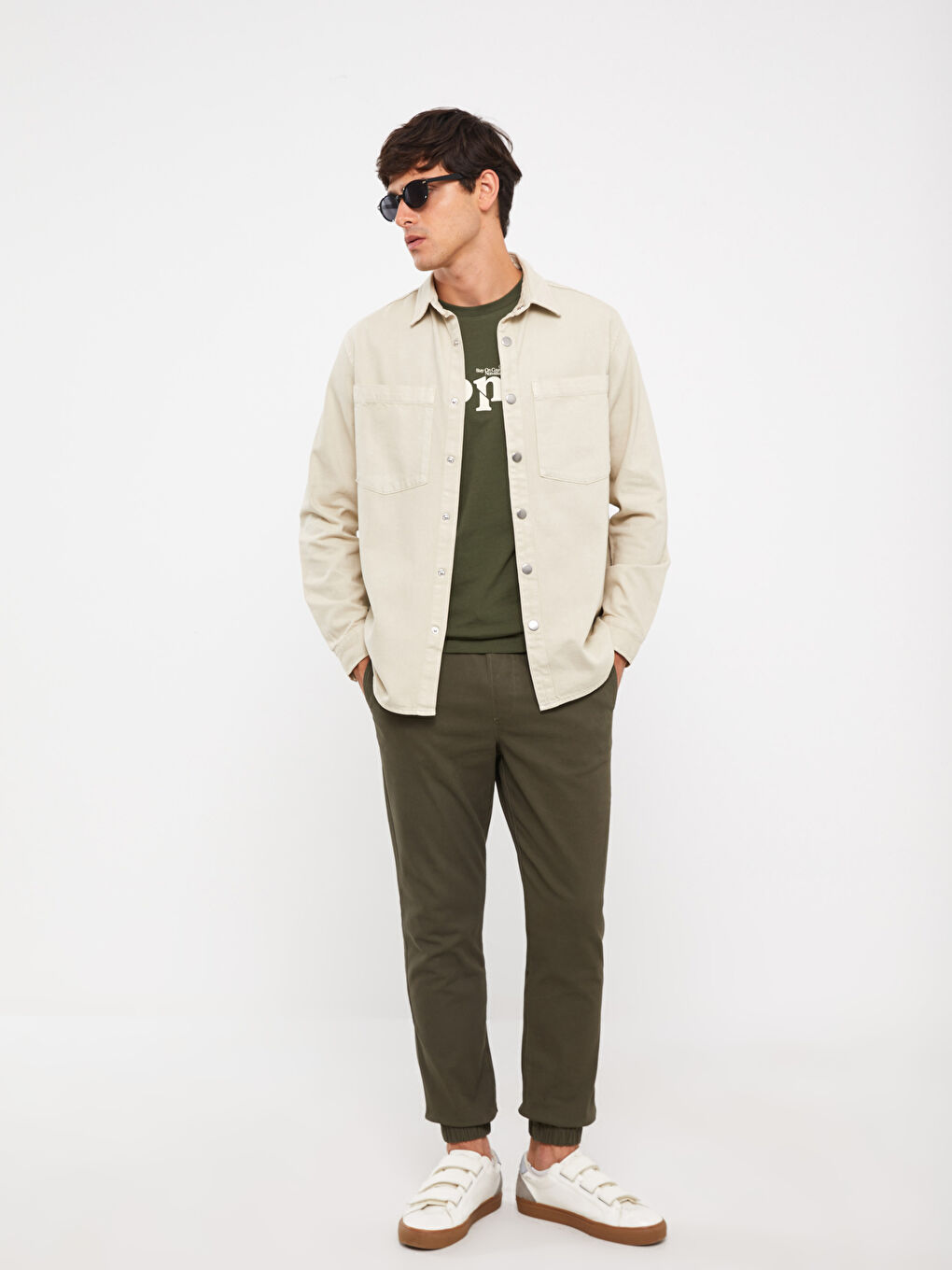 Muške džoger pantalone od gabardena slim fit -W32536Z8-SEM