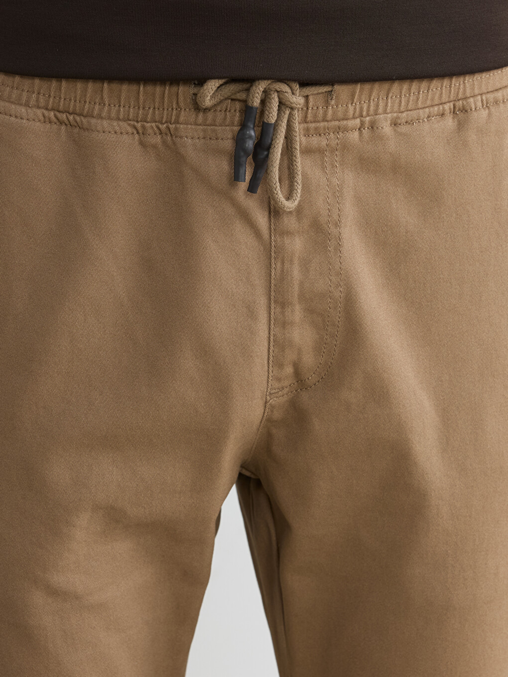 Kahverengi Slim Fit Gabardin Erkek Jogger Pantolon-2