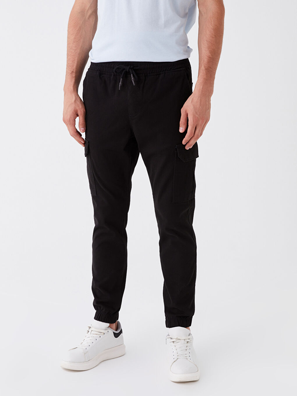 LCW Casual Siyah Slim Fit Gabardin Erkek Jogger Pantolon - 3