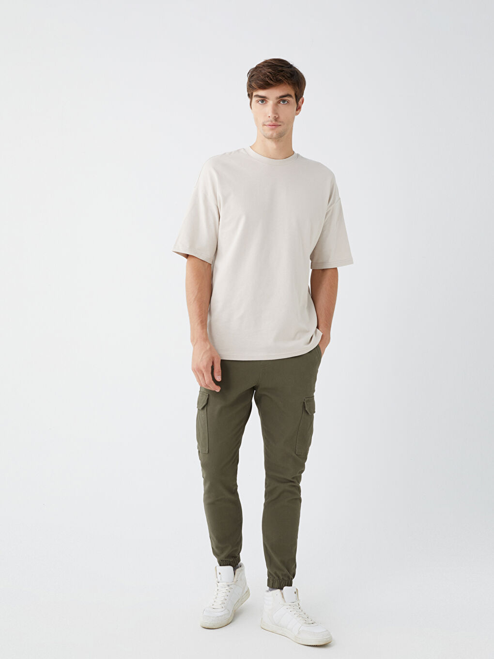 LCW Casual Haki Slim Fit Gabardin Erkek Jogger Pantolon