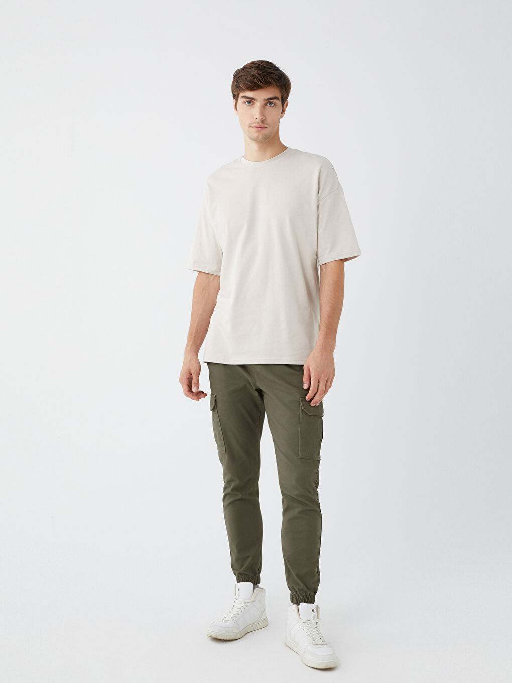 LCW Casual Haki Slim Fit Gabardin Erkek Jogger Pantolon - 2