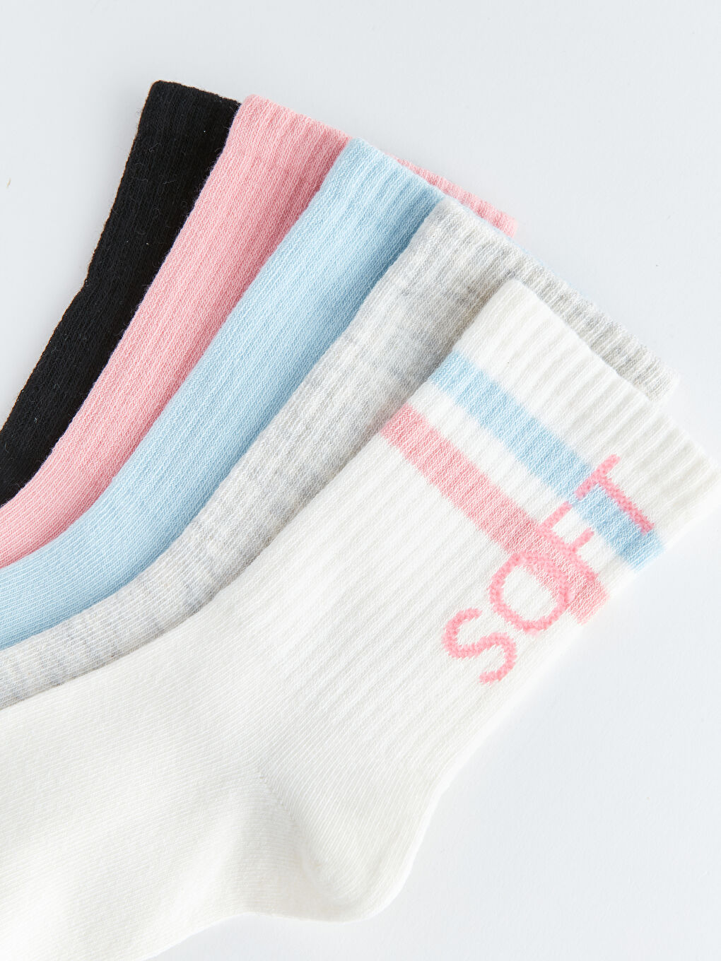 Ekru Desenli Kız Çocuk Soket Çorap 5'li-2