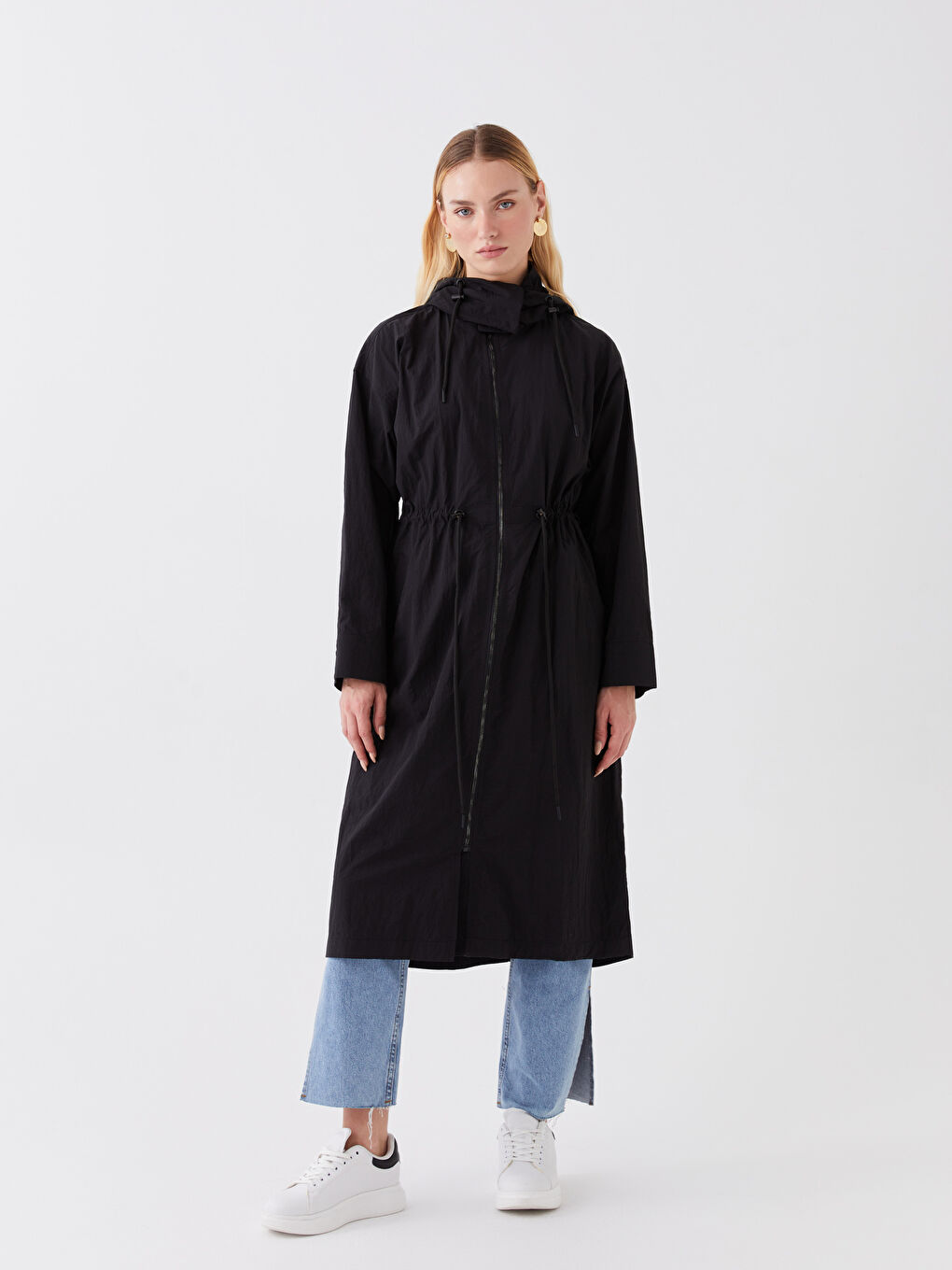 Women's Hooded Plain Raincoat-1