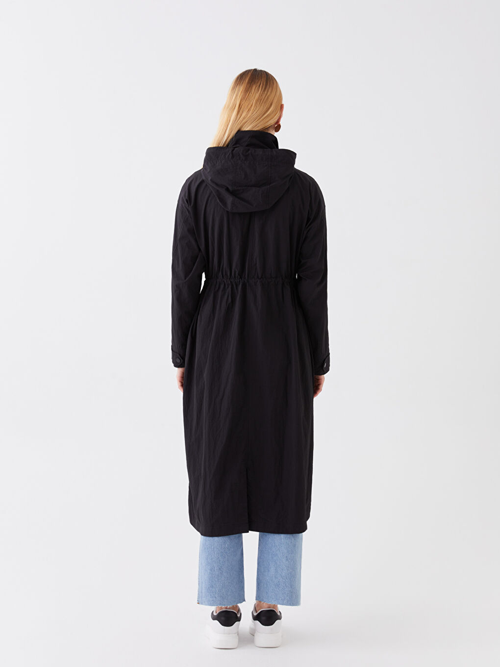 Women's Hooded Plain Raincoat-3