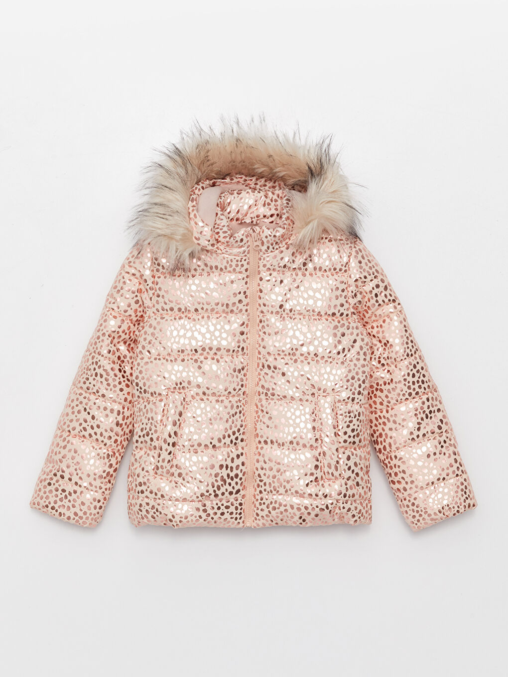 Hooded Printed Girl Puffer