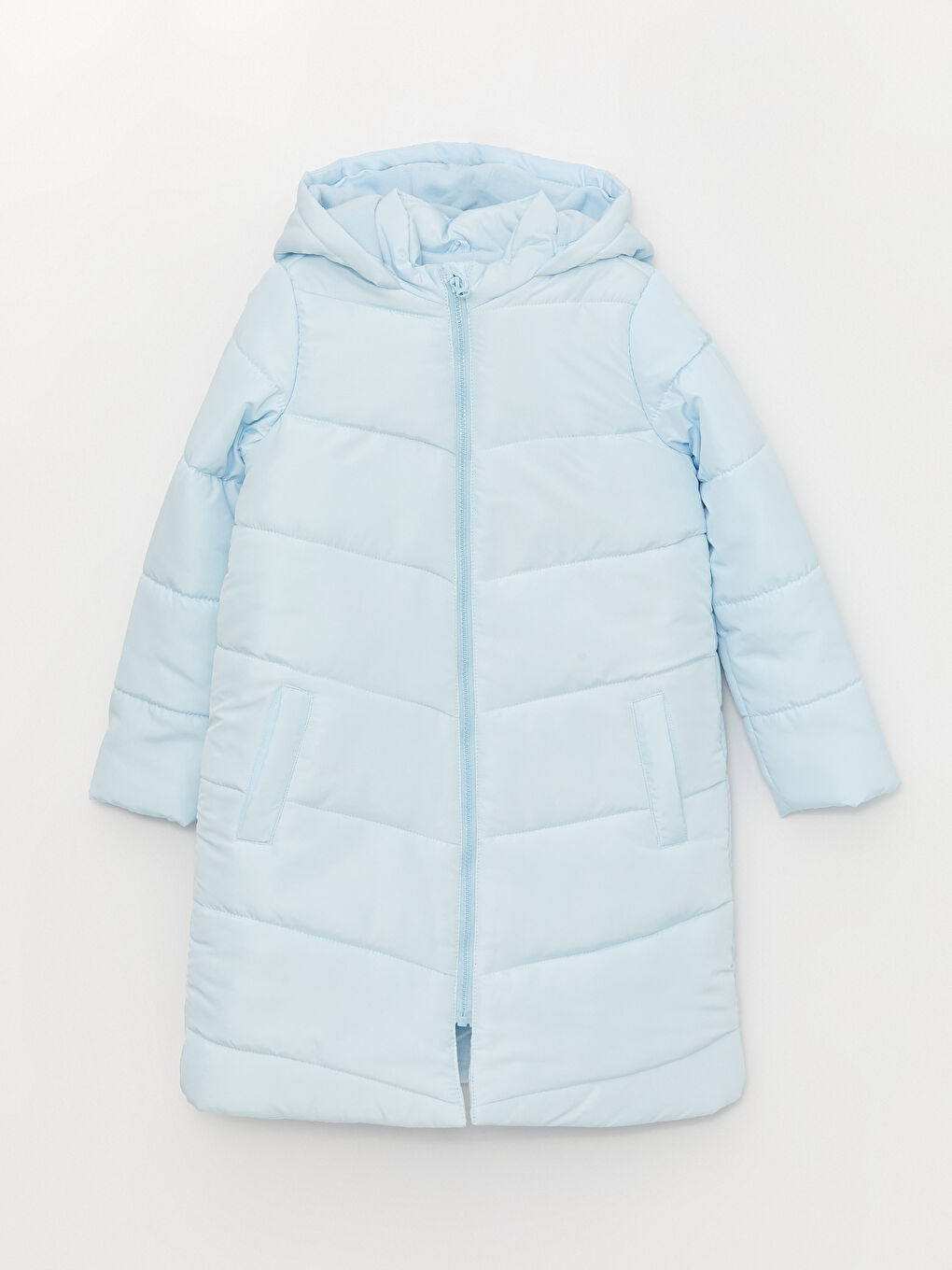 Mavi Kapüşonlu Basic Kız Çocuk Mont