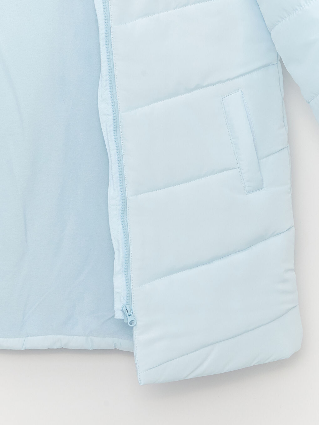 Mavi Kapüşonlu Basic Kız Çocuk Mont-1