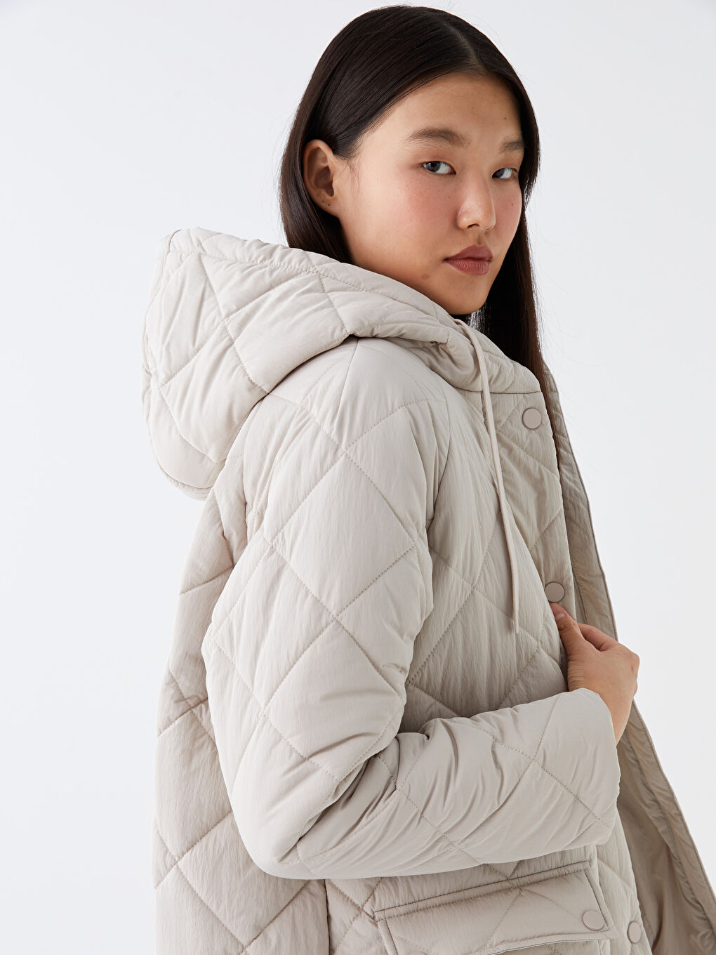 Žena BEŽ Puffer jakna/napuhana deblja jakna-3