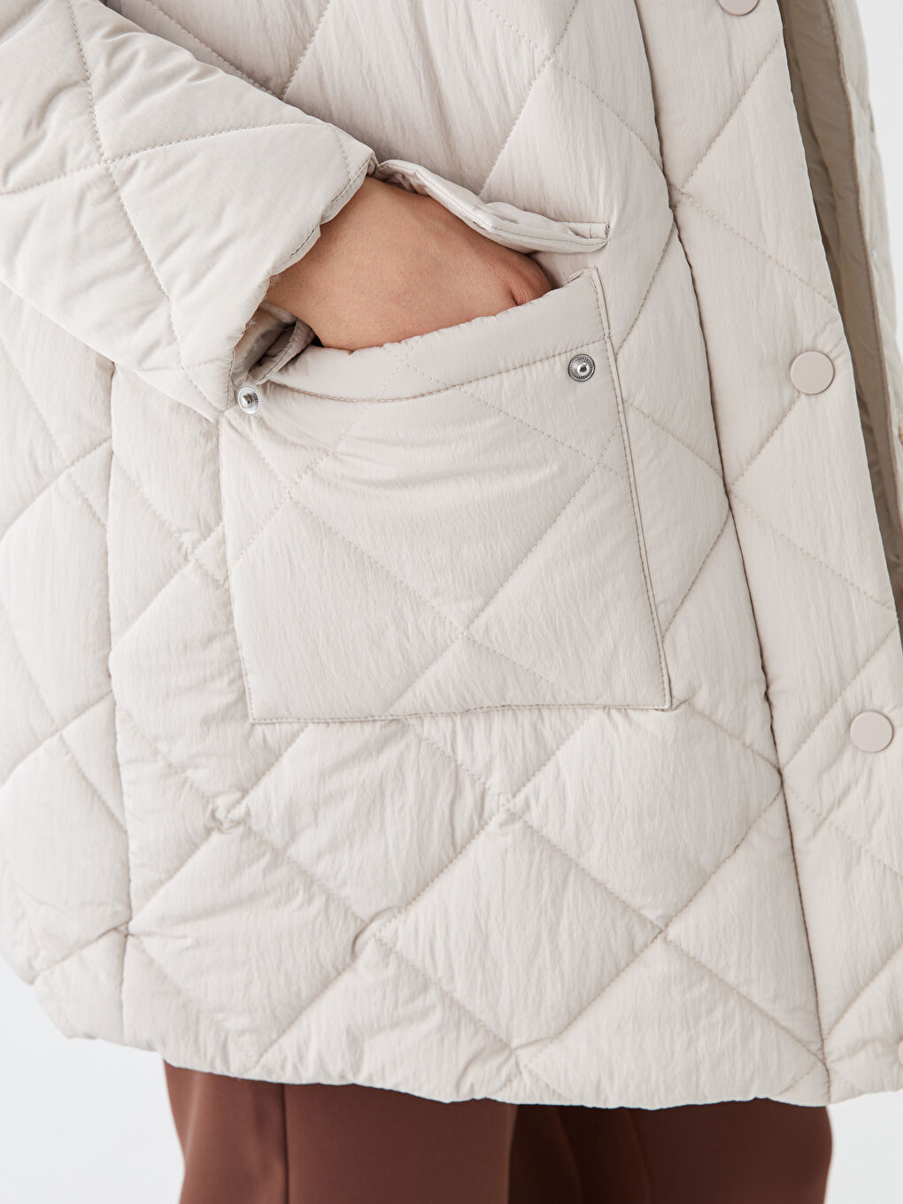 Žena BEŽ Puffer jakna/napuhana deblja jakna-4