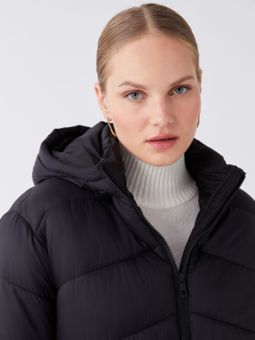 Hooded Regular Long Sleeve Oversize Women's Puffer-1