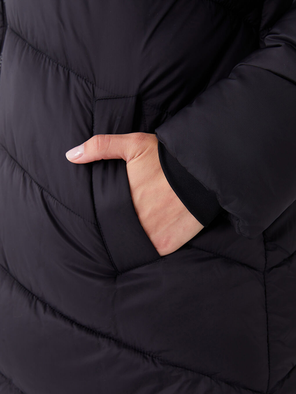 Hooded Regular Long Sleeve Oversize Women's Puffer-4