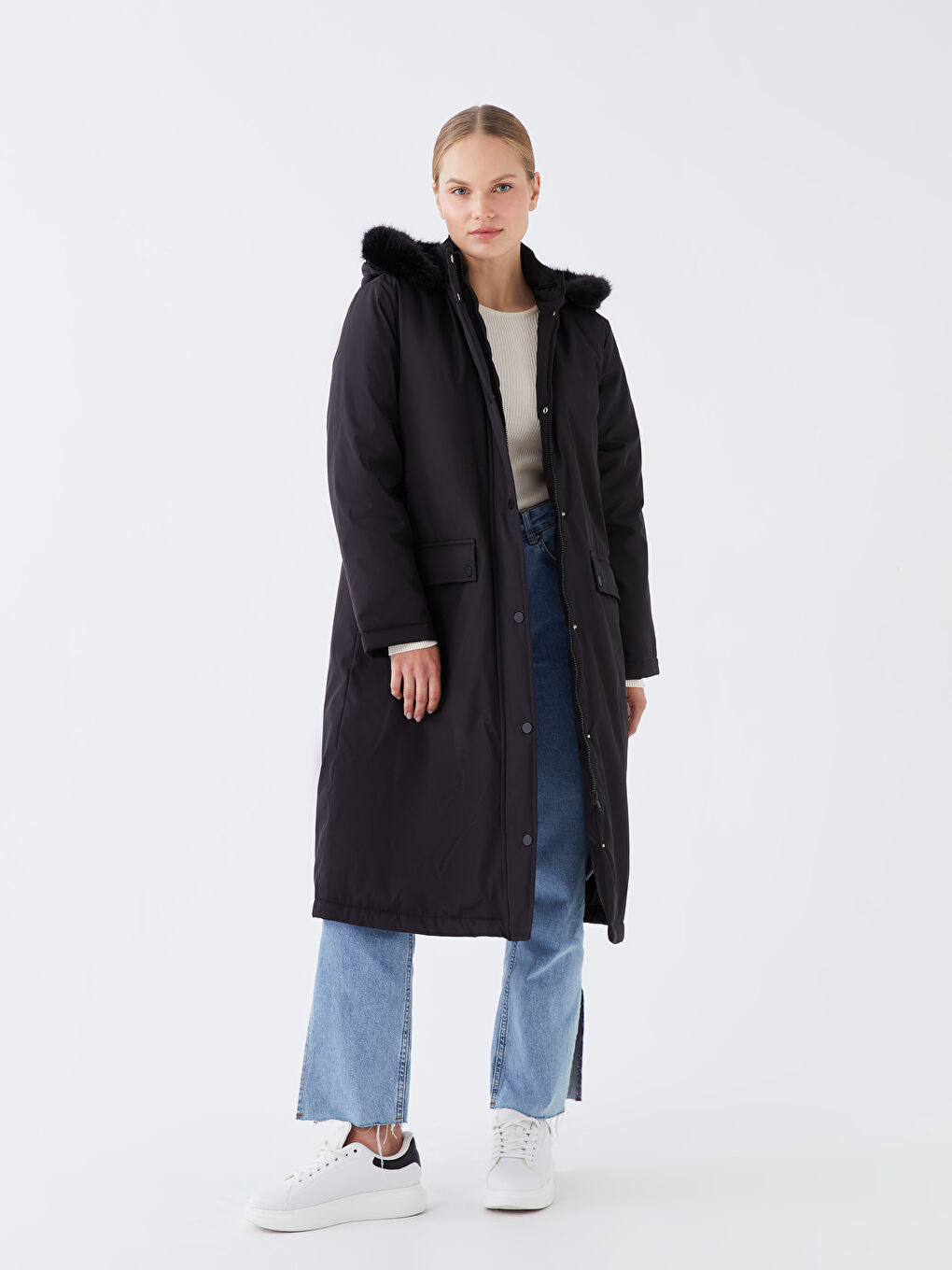 Hooded Regular Long Sleeve Women's Parka-1