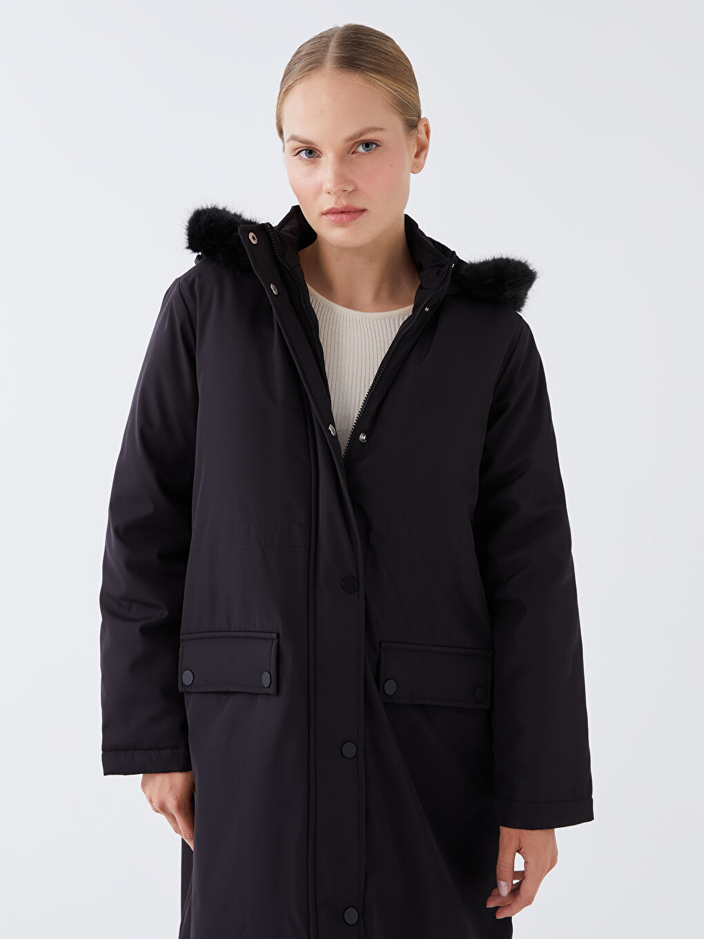 Hooded Regular Long Sleeve Women's Parka-2