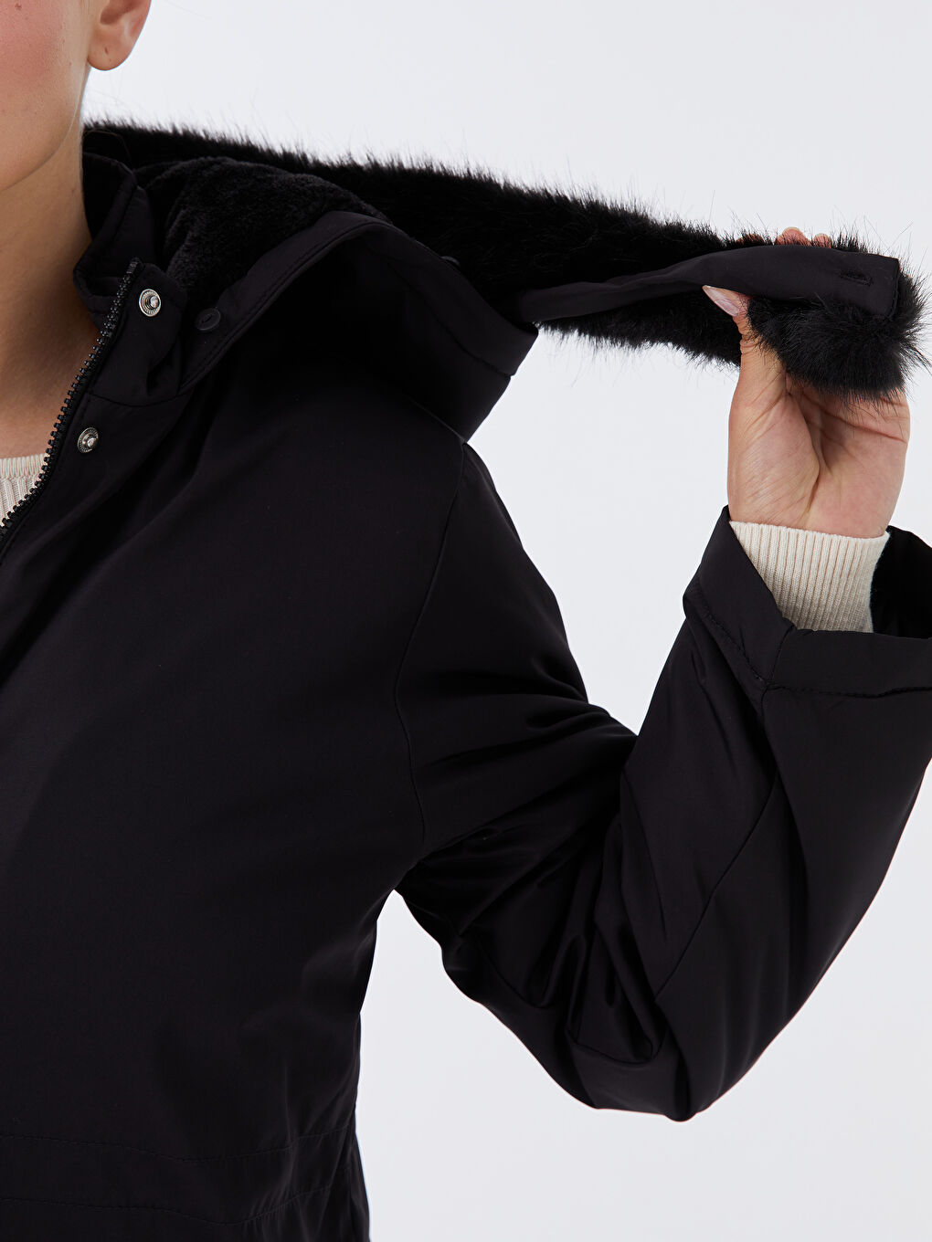 Hooded Regular Long Sleeve Women's Parka-3