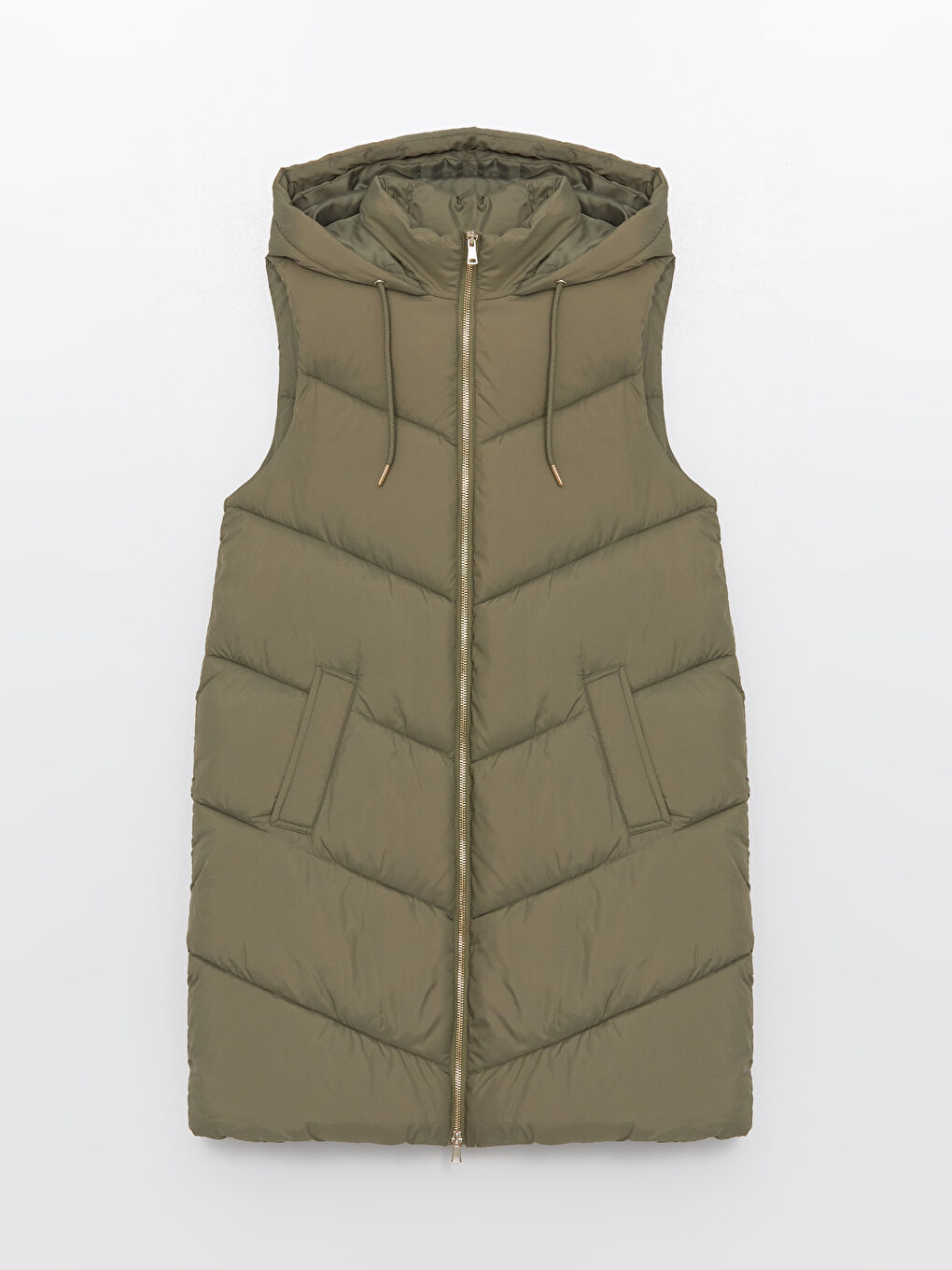Women's Hooded Plain Puffer Gilet-7