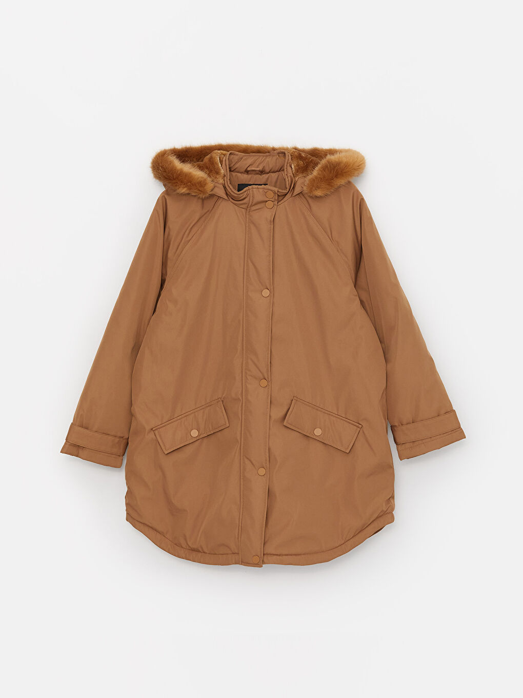 LCW Modest Kahverengi Kadın Kapüşonlu Düz Parka - 7