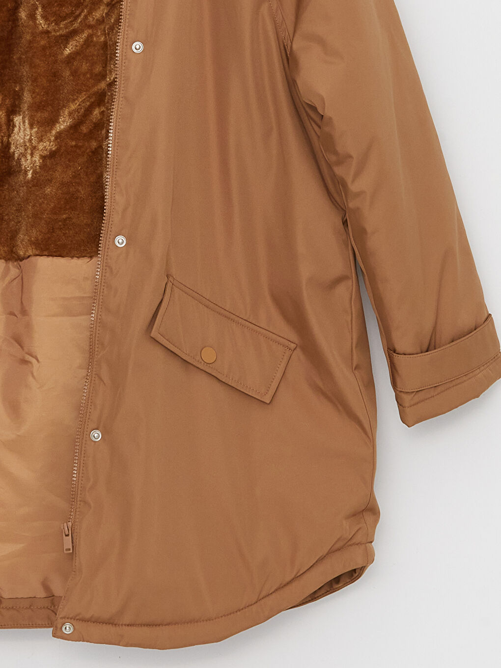 LCW Modest Kahverengi Kadın Kapüşonlu Düz Parka - 10