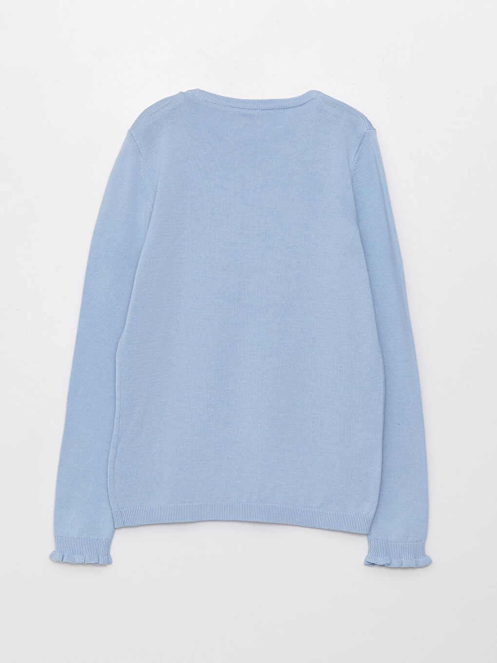 LCW Kids Crew Neck Printed Long Sleeve Girl Tricot Sweater -W32668Z4-FMR