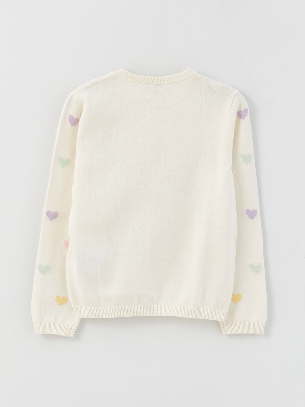 Pembe Bisiklet Yaka Desenli Uzun Kollu Kız Çocuk Triko Hırka-1