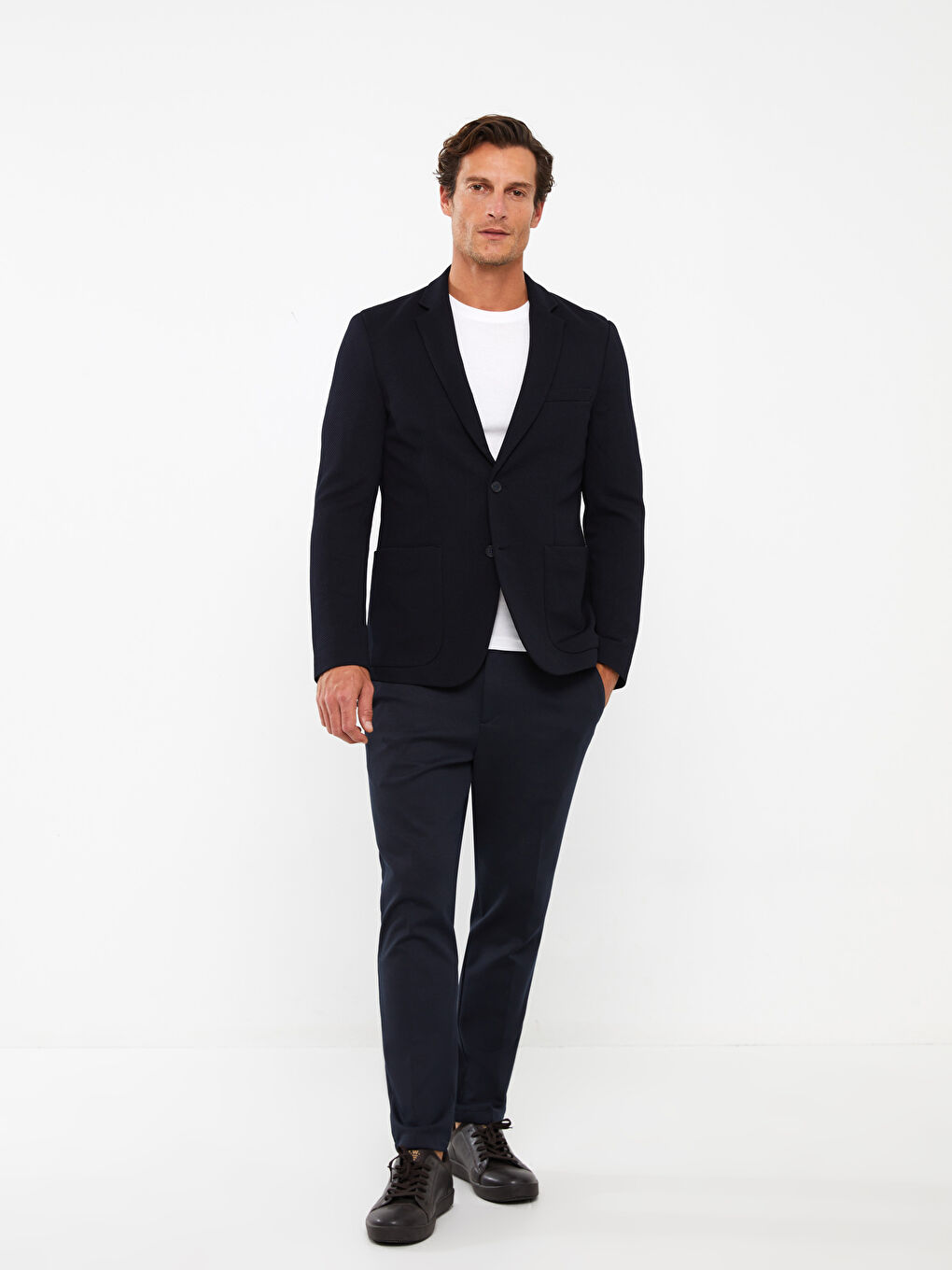 Lacivert Dar Kalıp Erkek Blazer Ceket-2