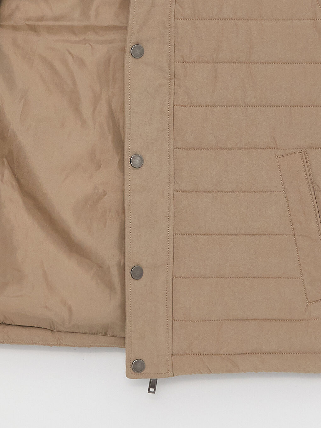 Bej Standart Kalıp Dik Yaka Erkek Şişme Yelek-8