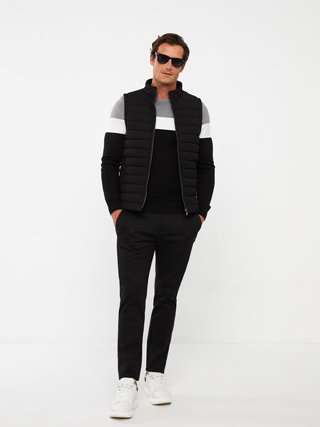Жилет стандартного кроя с воротником-трубой для мужчин-2