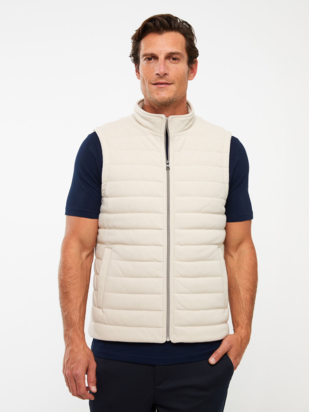 Ерлерге арналған стандартты пішім биік жағалы жилет-1