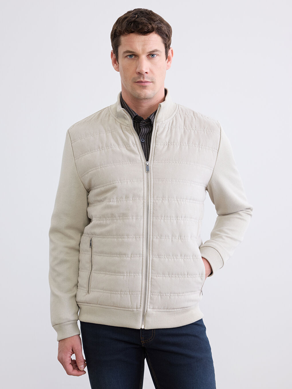 Regular Fit Mock Neck Men's Puffer Coat