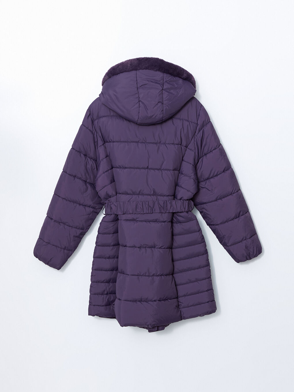 Mor Kapüşonlu Kadın Şişme Mont-8