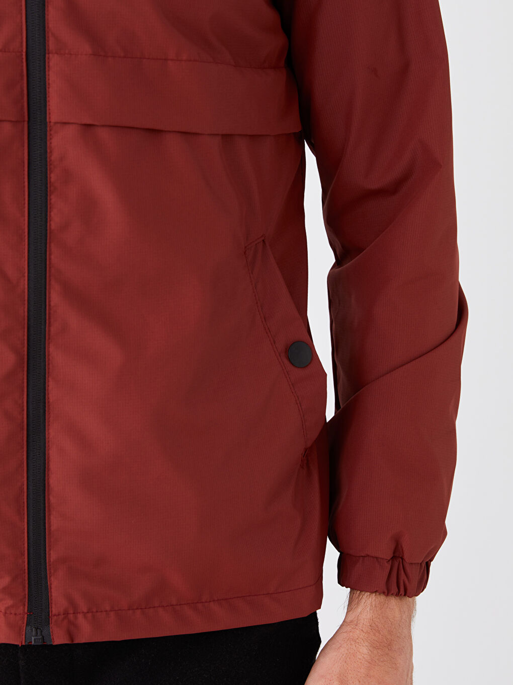 Turuncu Standart Kalıp Kapüşonlu Erkek Yağmurluk-5