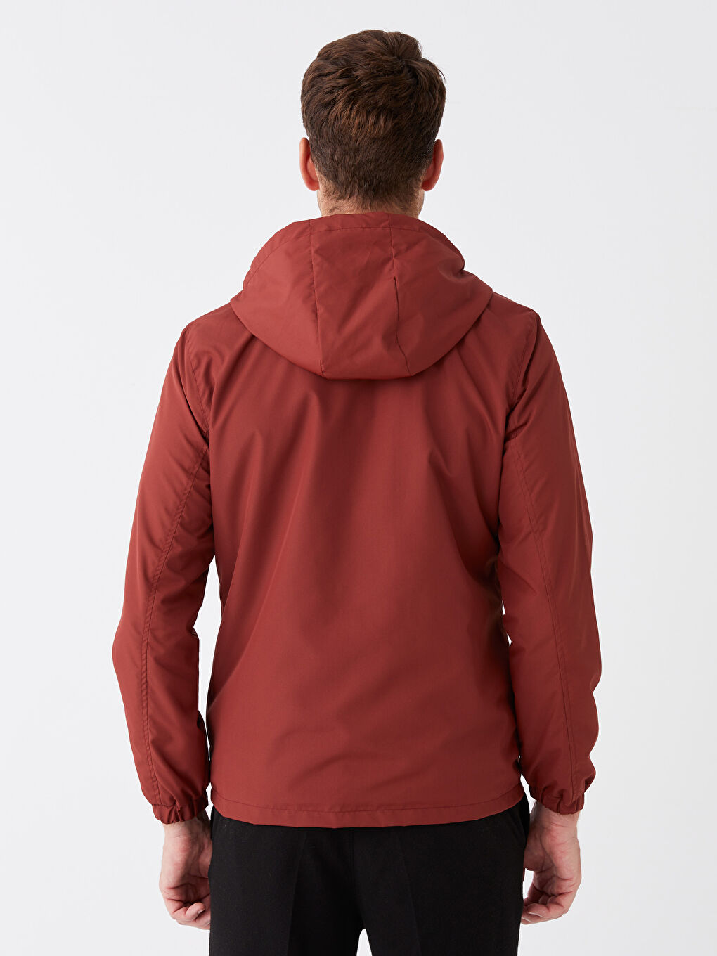 Turuncu Standart Kalıp Kapüşonlu Erkek Yağmurluk-6