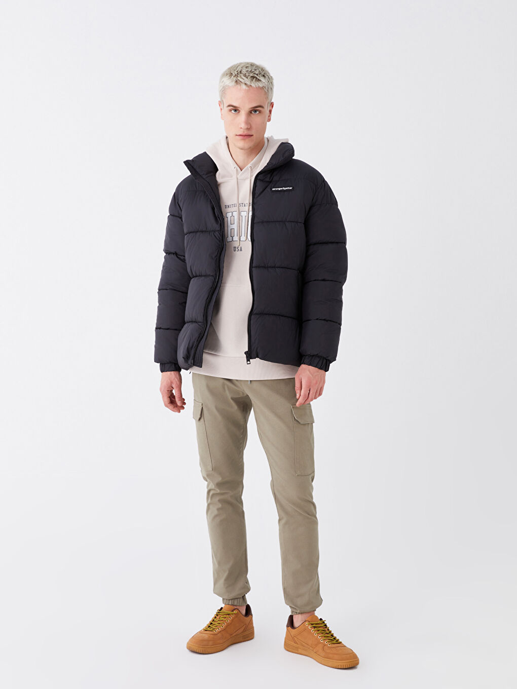 Kaput sa uspravnom kragnom, standardnog kroja, za muškarce, proštepani-2