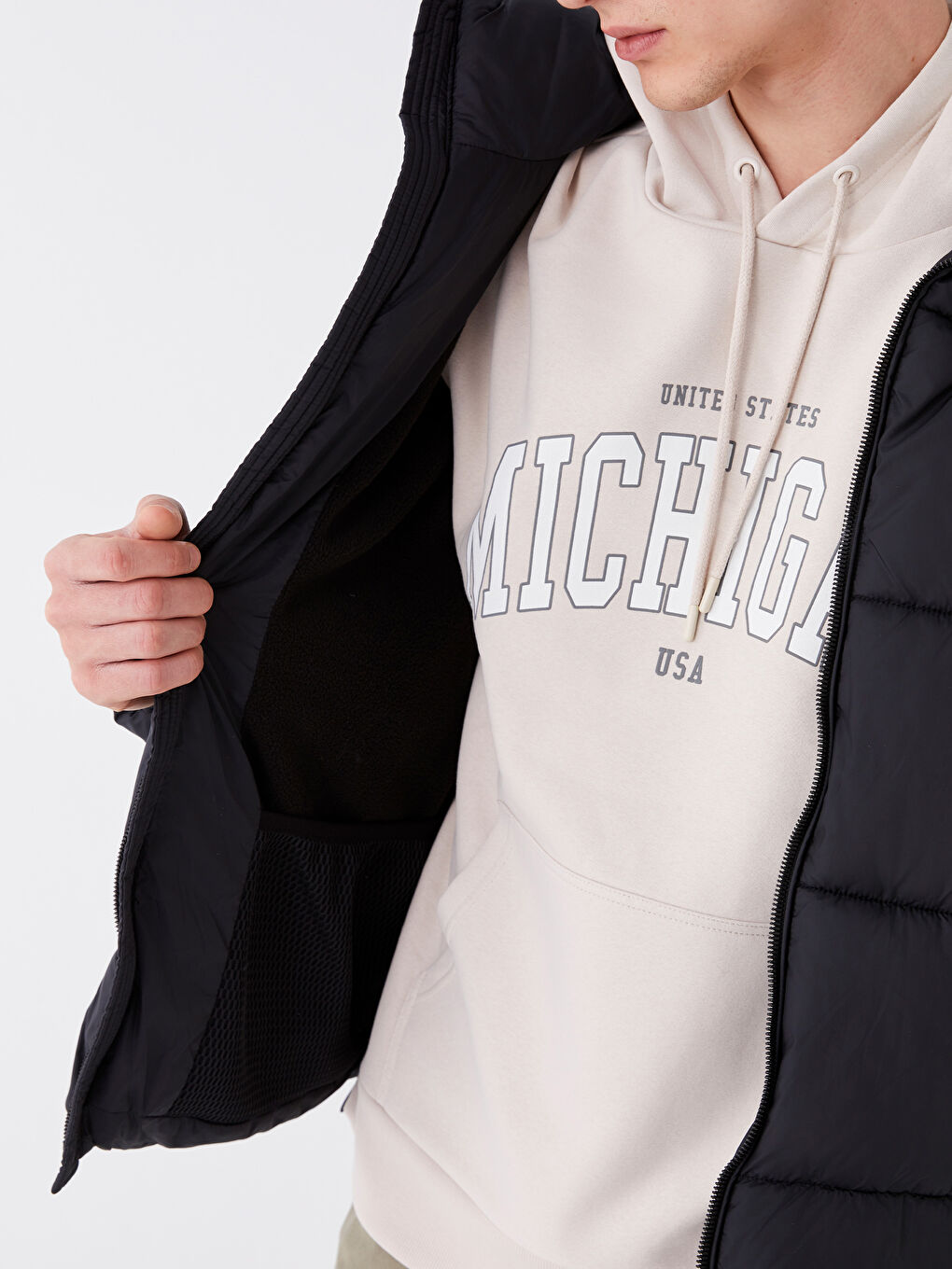 Kaput sa uspravnom kragnom, standardnog kroja, za muškarce, proštepani-4