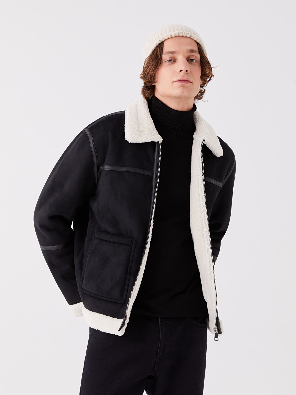 XSIDE Standard Fit Fur Collar Men's Coat -W32784Z8-CVL