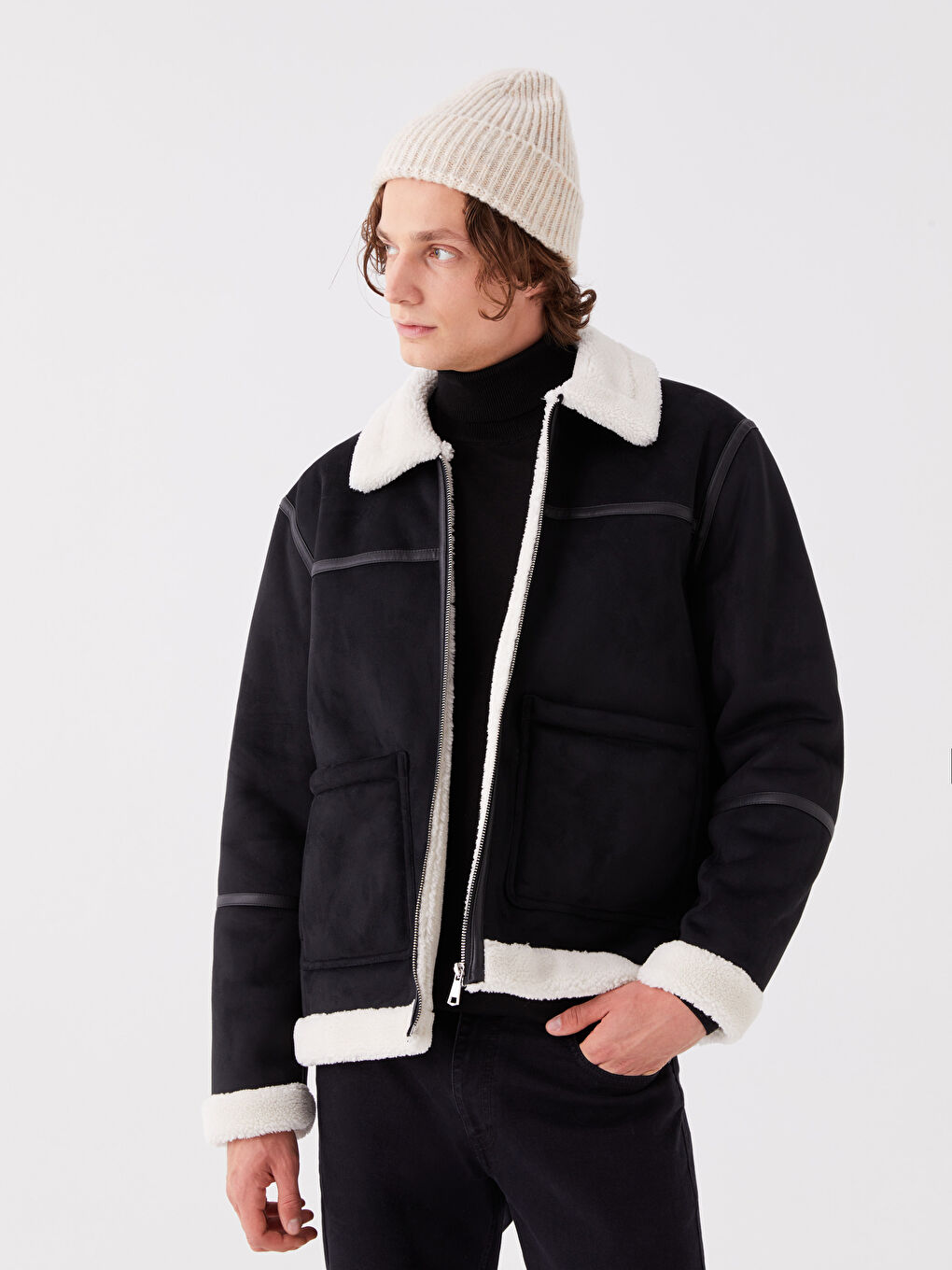 XSIDE Standard Fit Fur Collar Men's Coat -W32784Z8-CVL