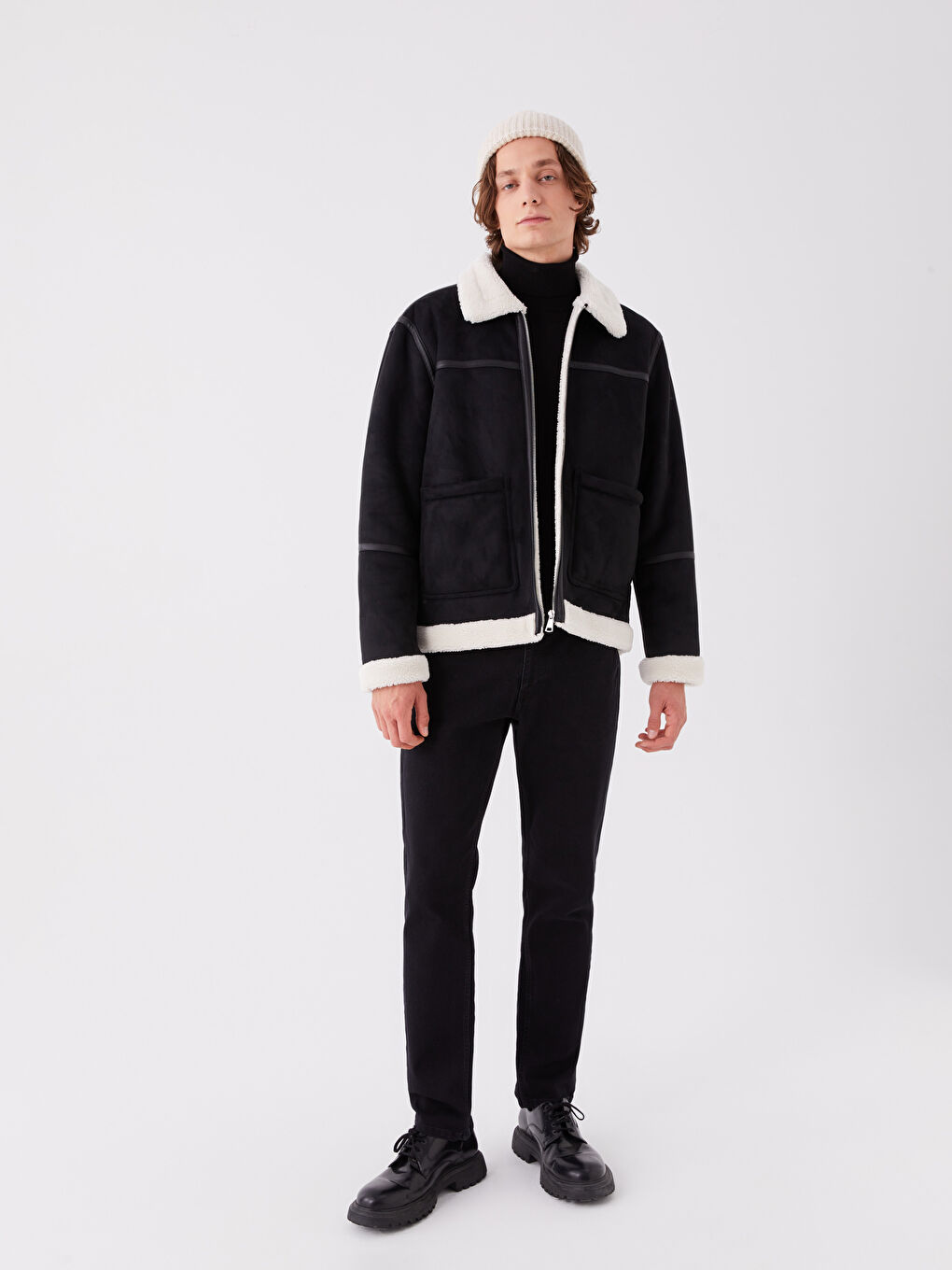 XSIDE Standard Fit Fur Collar Men's Coat -W32784Z8-CVL