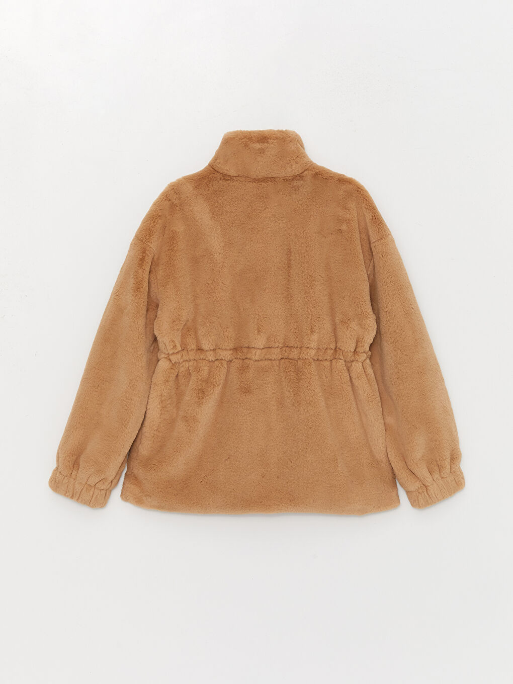 Bej Dik Yaka Kadın Kürk Kaban-7