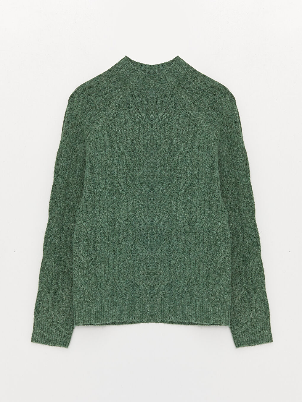 LCWAIKIKI Basic Halber Rollkragen Selbstgemustert Langarm Damen Strickpullover -W32820Z8-GRY