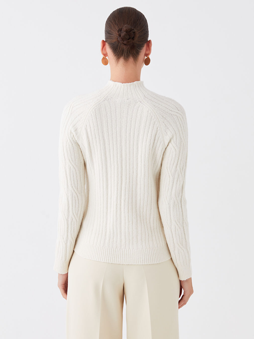 LCWAIKIKI Basic Half Turtleneck Self Patterned Long Sleeve Women's Tricot Sweater -W32820Z8-R9J
