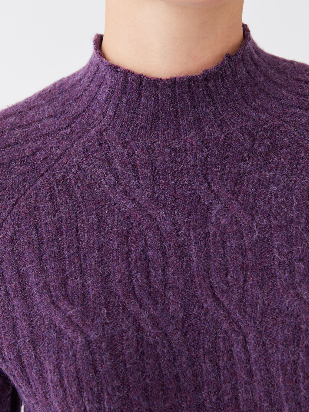 Свитер из трикотажа с длинным рукавом и полуводолазкой, с узором для женщин-3