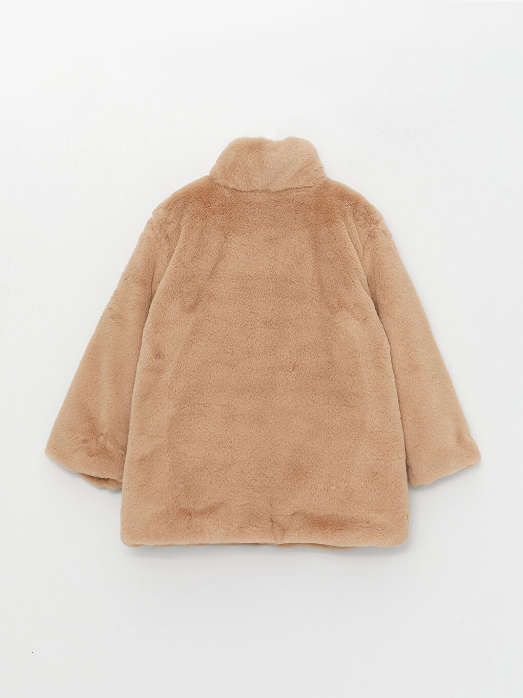 Kahverengi Dik Yaka Kız Çocuk Pelüş Kaban-1