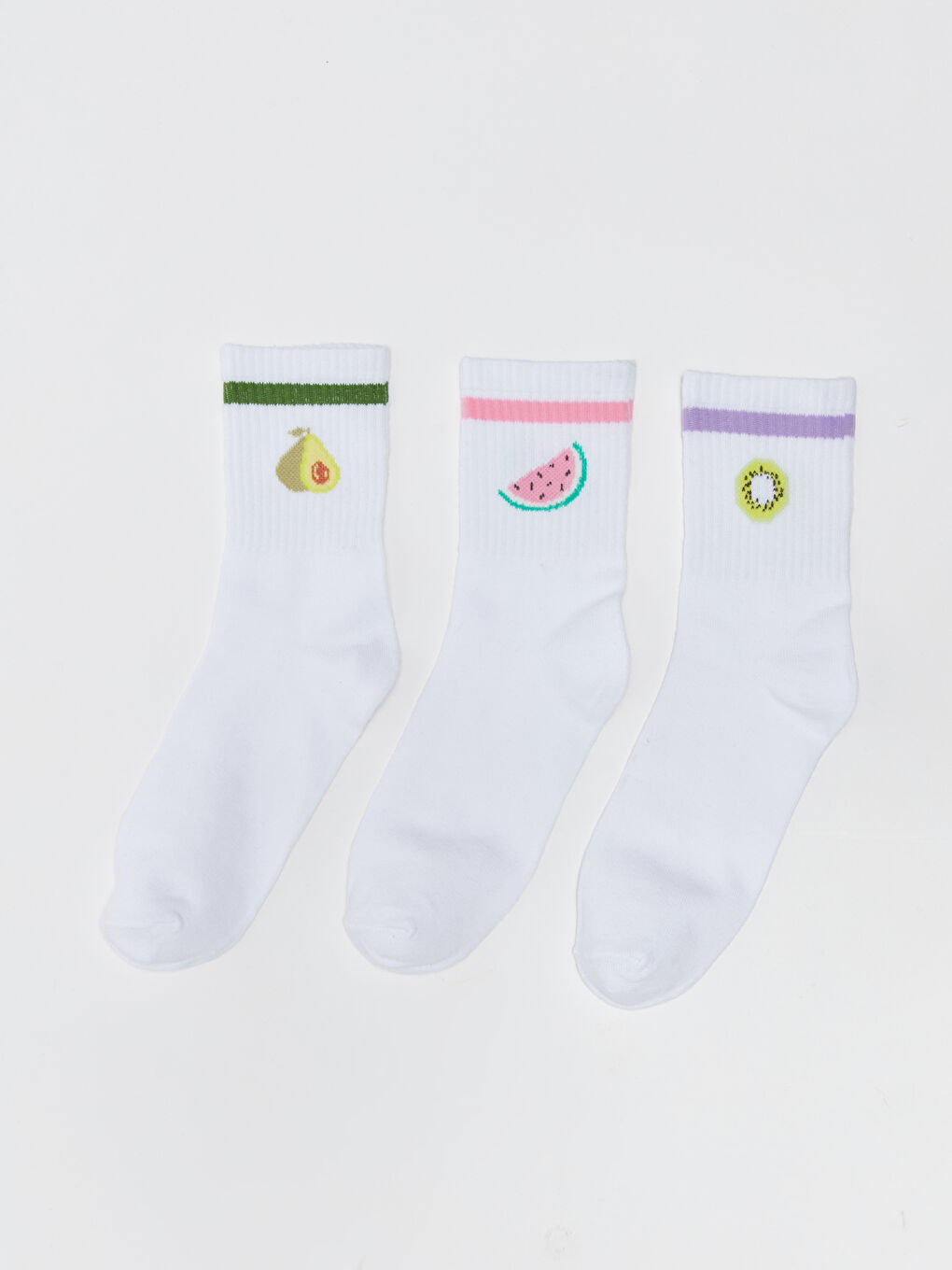 Yeşil Baskılı Kadın Soket Çorap 3'lü