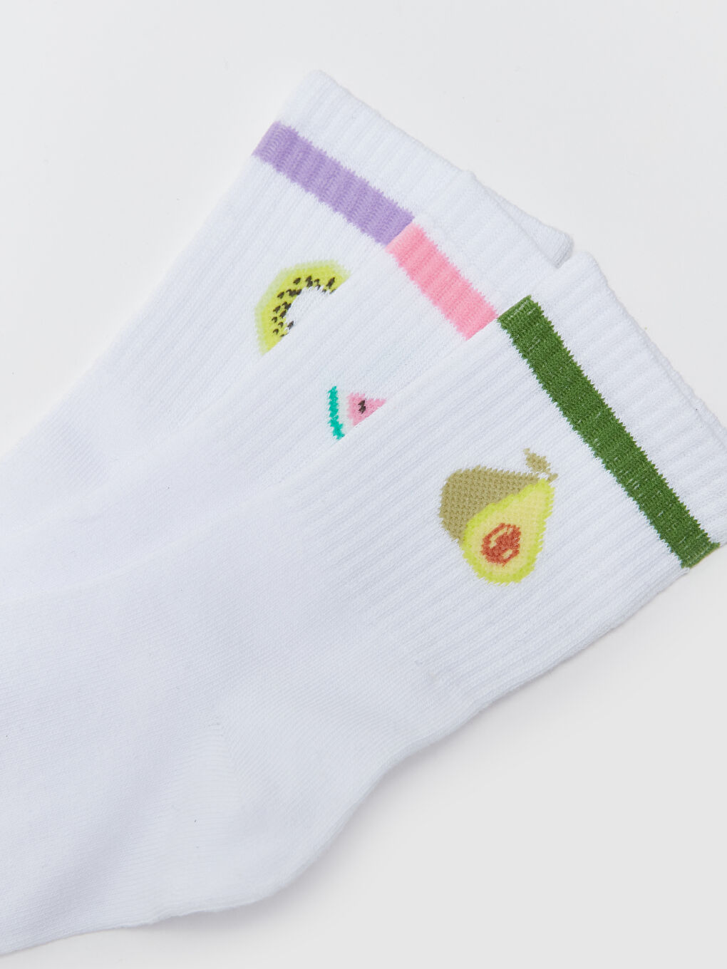 Yeşil Baskılı Kadın Soket Çorap 3'lü-2